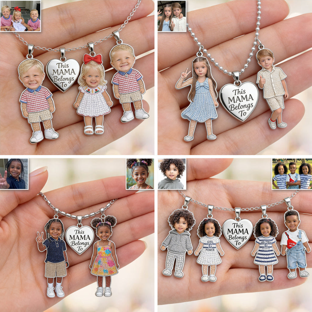 This Mom Belongs To - Personalized Mother Metal Necklaces With Pendants
