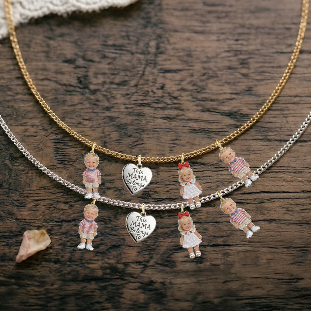 This Mom Belongs To - Personalized Mother Metal Necklaces With Pendants