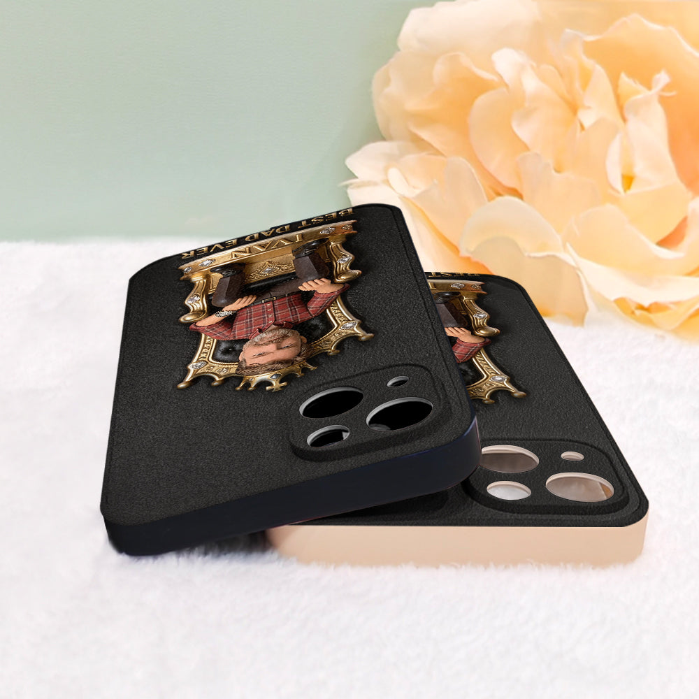 The King Dad - Personalized Father 3D Embossed Leather Phone Case