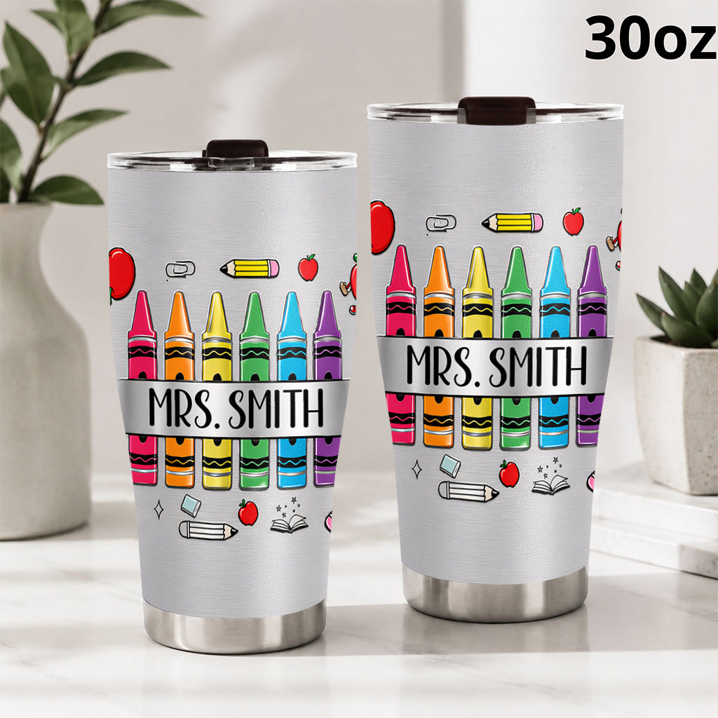 Pencil Crayon Teacher Tumbler - Personalized Teacher Tumbler