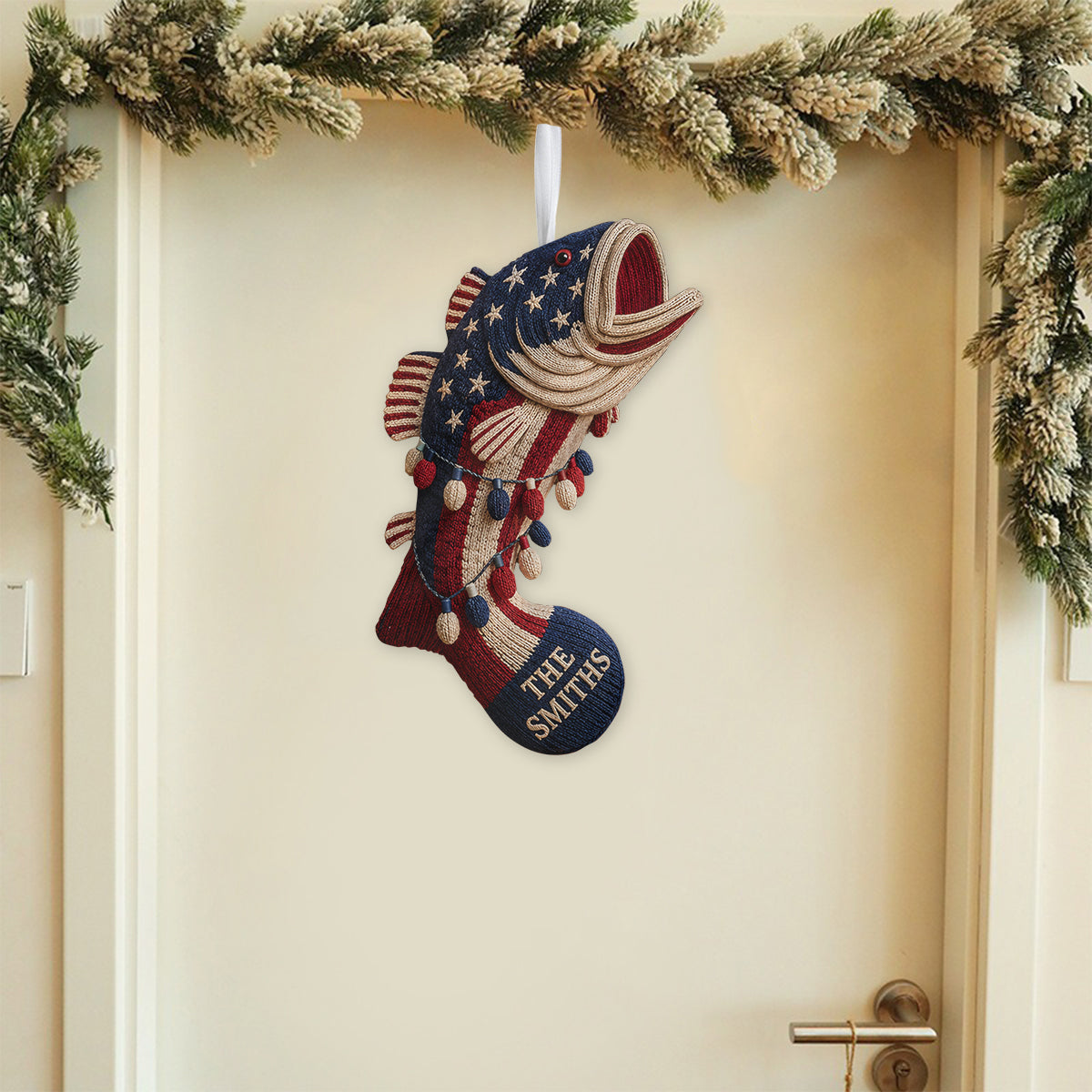 250 Years Gift For Fishing Lovers - Personalized Fishing Shaped Christmas Stocking