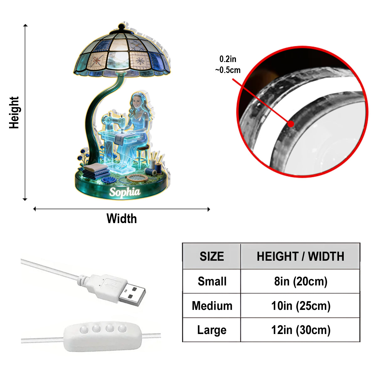 Sewing Room Decor - Personalized Sewing Acrylic LED Night Light