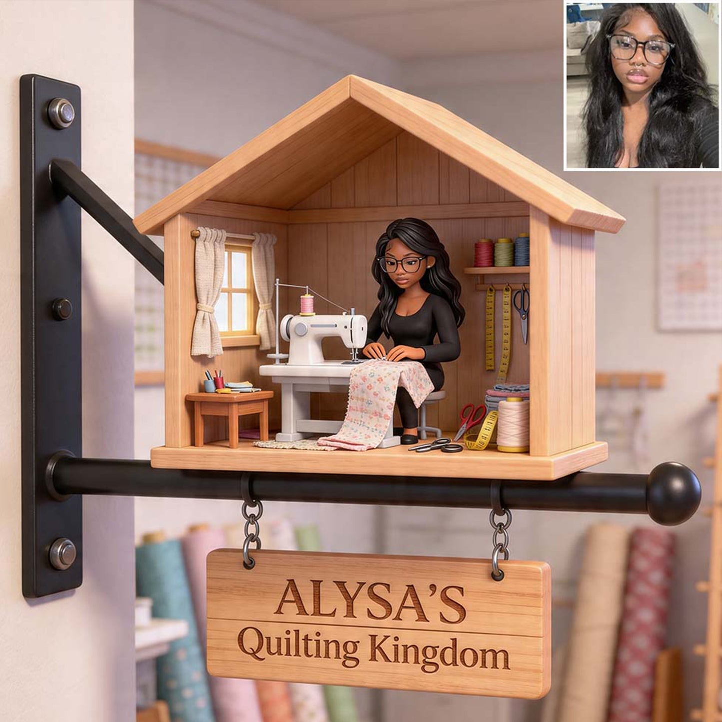 Sewing Room Miniature Sign - Personalized Sewing Wooden Wall Mount Sign