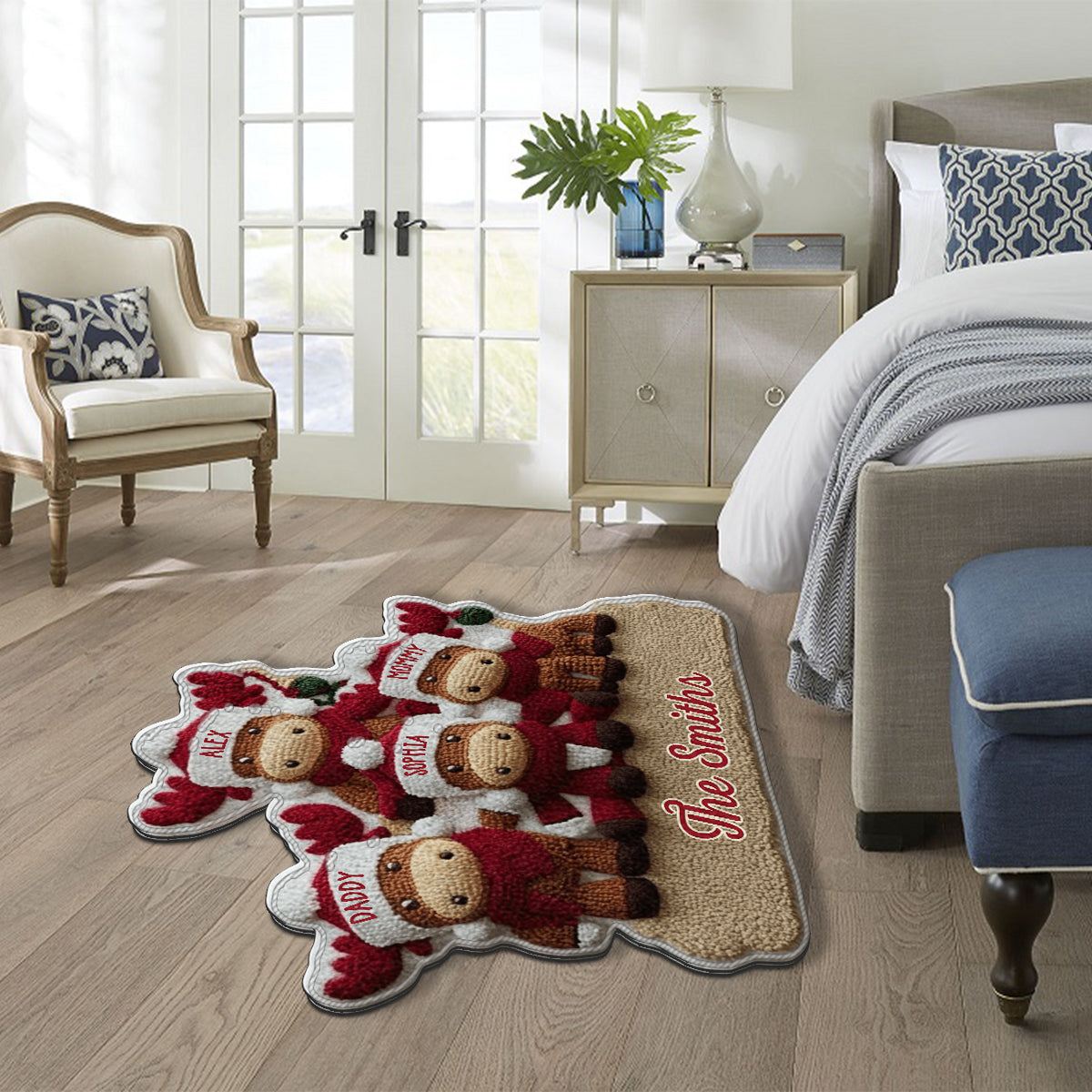 Reindeer Family - Personalized Family Non-Slip Tufted Rug