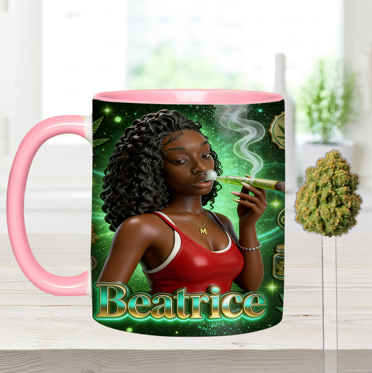Love Weed - Personalized Weed Set Accent Mug with Acrylic Stirrers