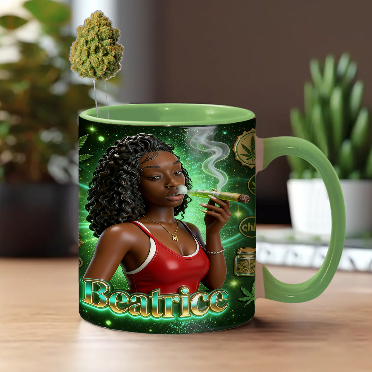 Love Weed - Personalized Weed Set Accent Mug with Acrylic Stirrers