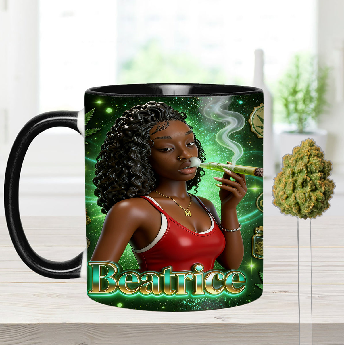 Love Weed - Personalized Weed Set Accent Mug with Acrylic Stirrers