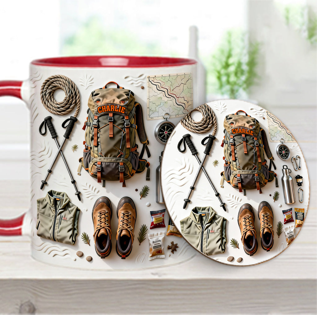 Love Hiking - Personalized Hiking Accent Mug & Coaster