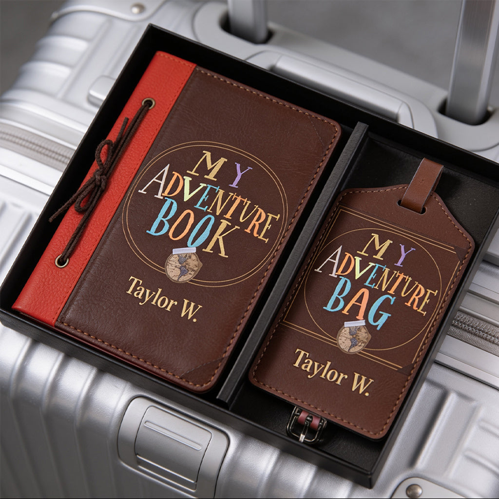 My Adventure Book - Personalized Up Movie Couple Passport Holder & Luggage Tag Set