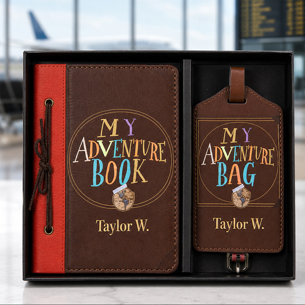 My Adventure Book - Personalized Up Movie Couple Passport Holder & Luggage Tag Set