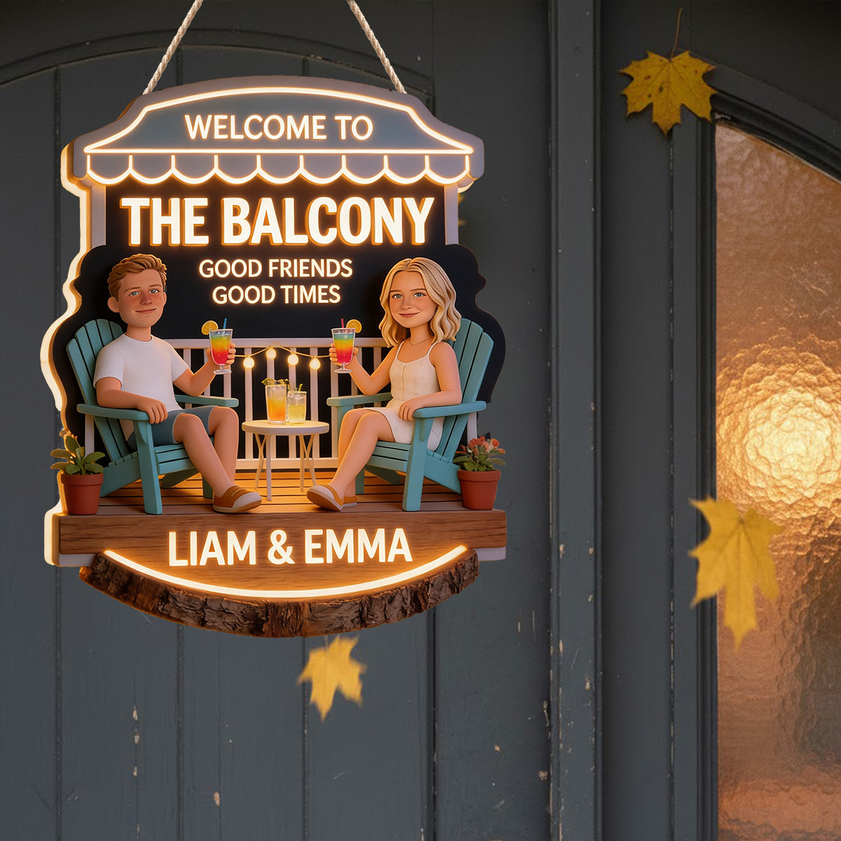 Welcome Patio Backyard Good Friends Good Times - Personalized Backyard LED Light Acrylic Sign