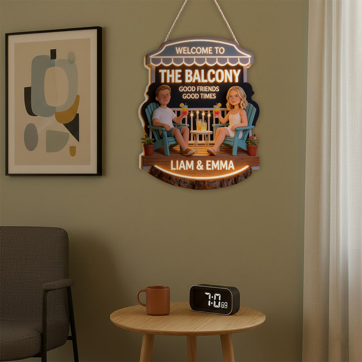 Welcome Patio Backyard Good Friends Good Times - Personalized Backyard LED Light Acrylic Sign