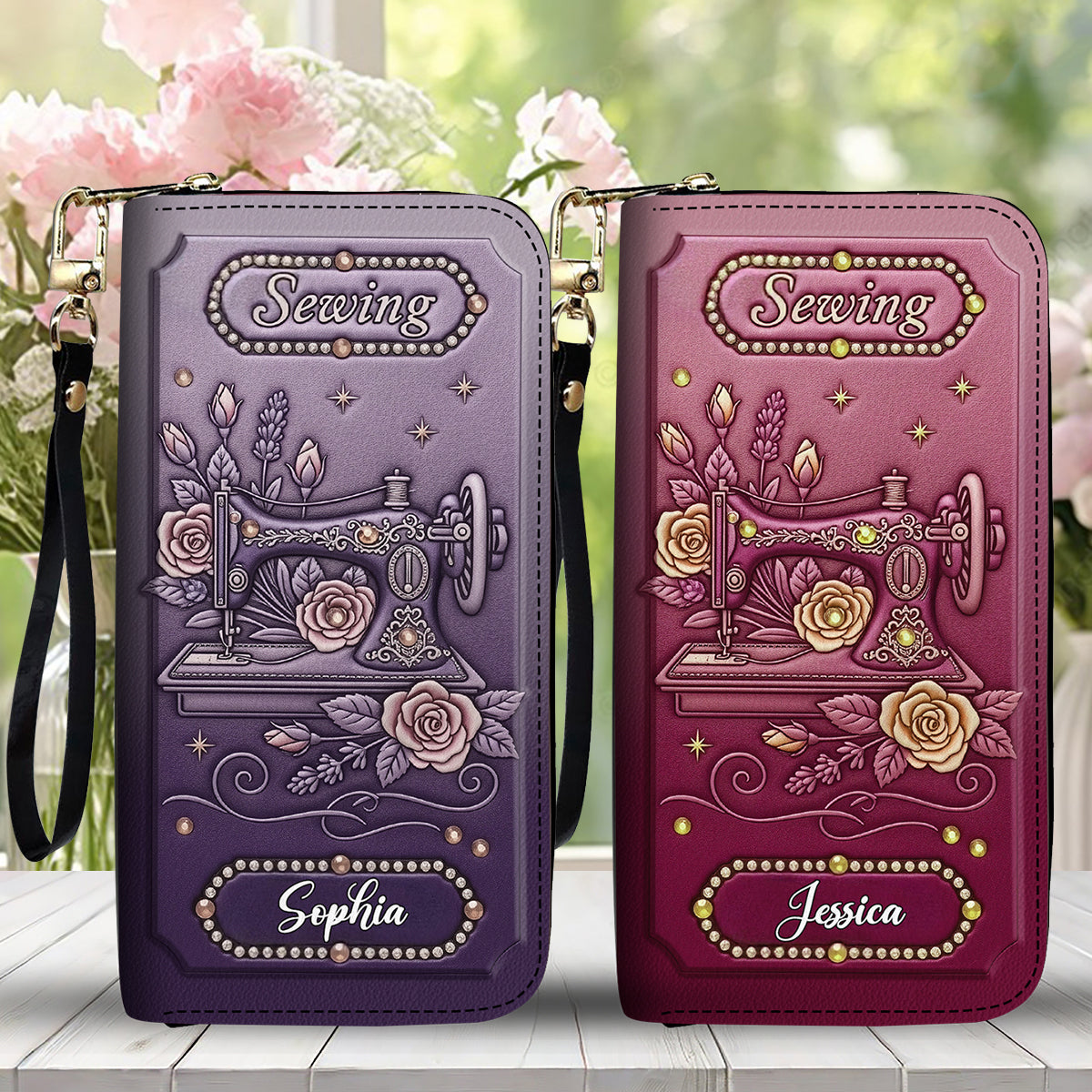 Love Sewing - Personalized Sewing Leather Long Wallet