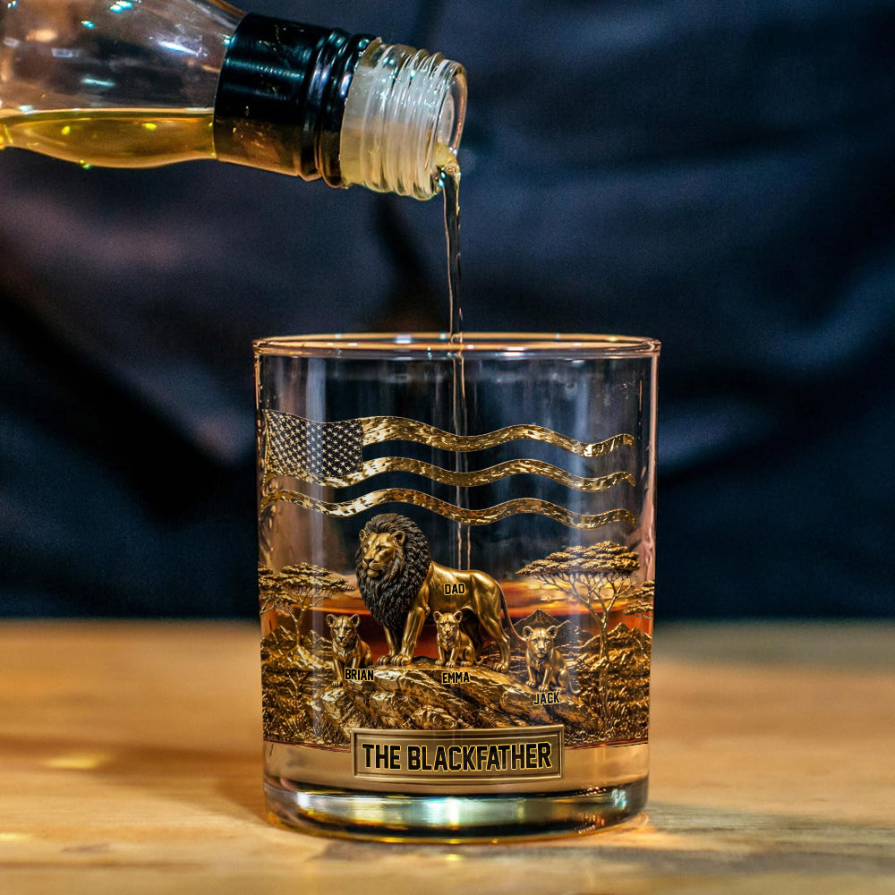 The Black Lion Dad - Personalized African American Whiskey Decanter Set