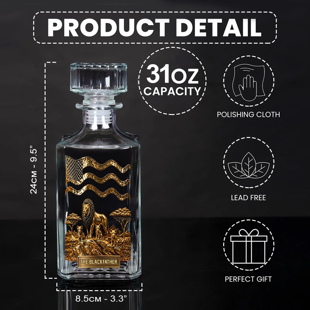 The Black Lion Dad - Personalized African American Whiskey Decanter Set