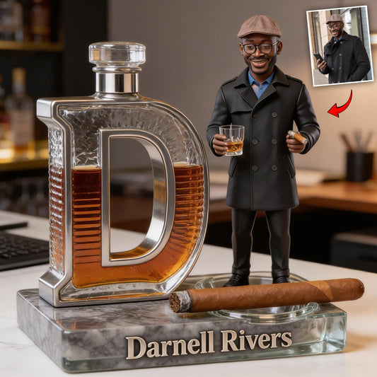 Whiskey, Cigar Initial Letter - Personalized Whisky Custom Shaped Acrylic Plaque
