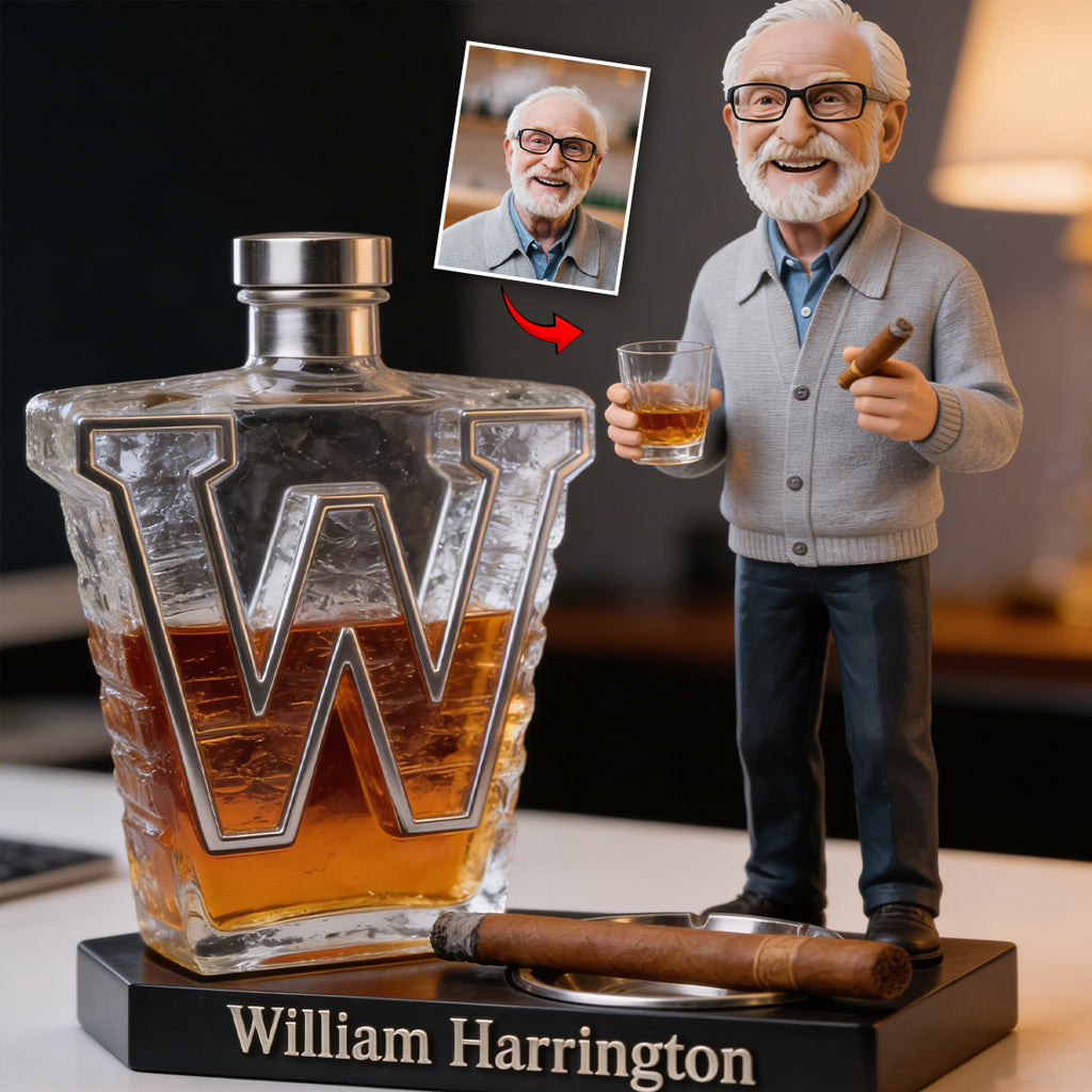 Whiskey, Cigar Initial Letter - Personalized Whisky Custom Shaped Acrylic Plaque