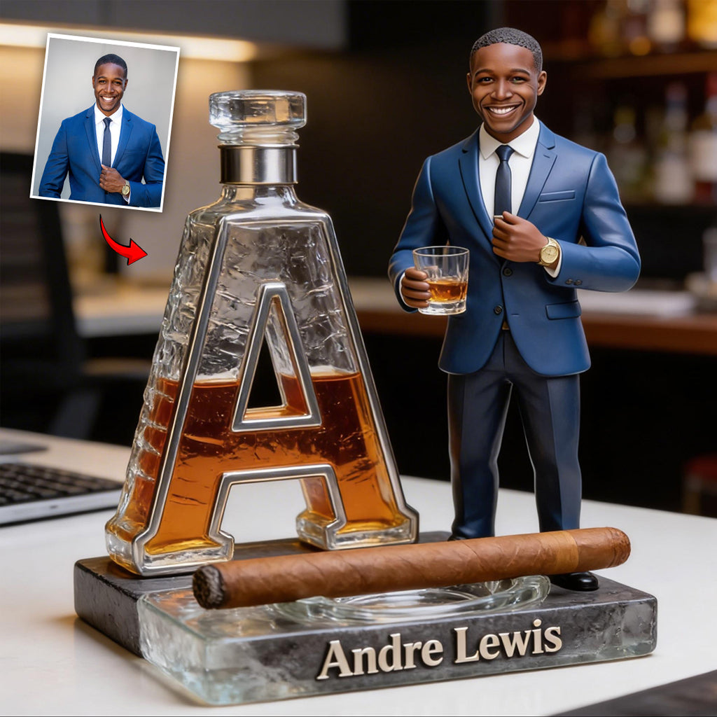 Whiskey, Cigar Initial Letter - Personalized Whisky Custom Shaped Acrylic Plaque