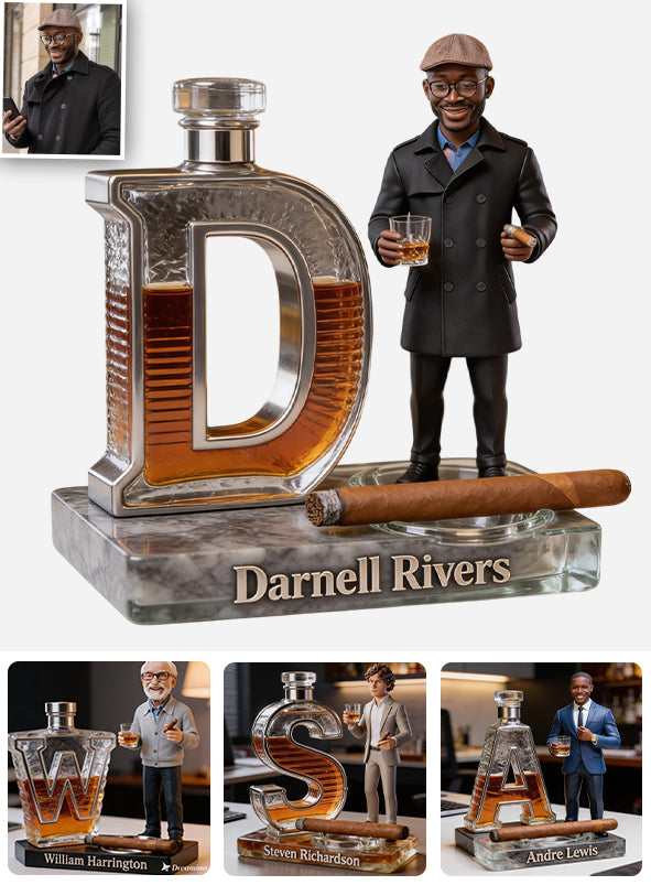 Whiskey, Cigar Initial Letter - Personalized Whisky Custom Shaped Acrylic Plaque