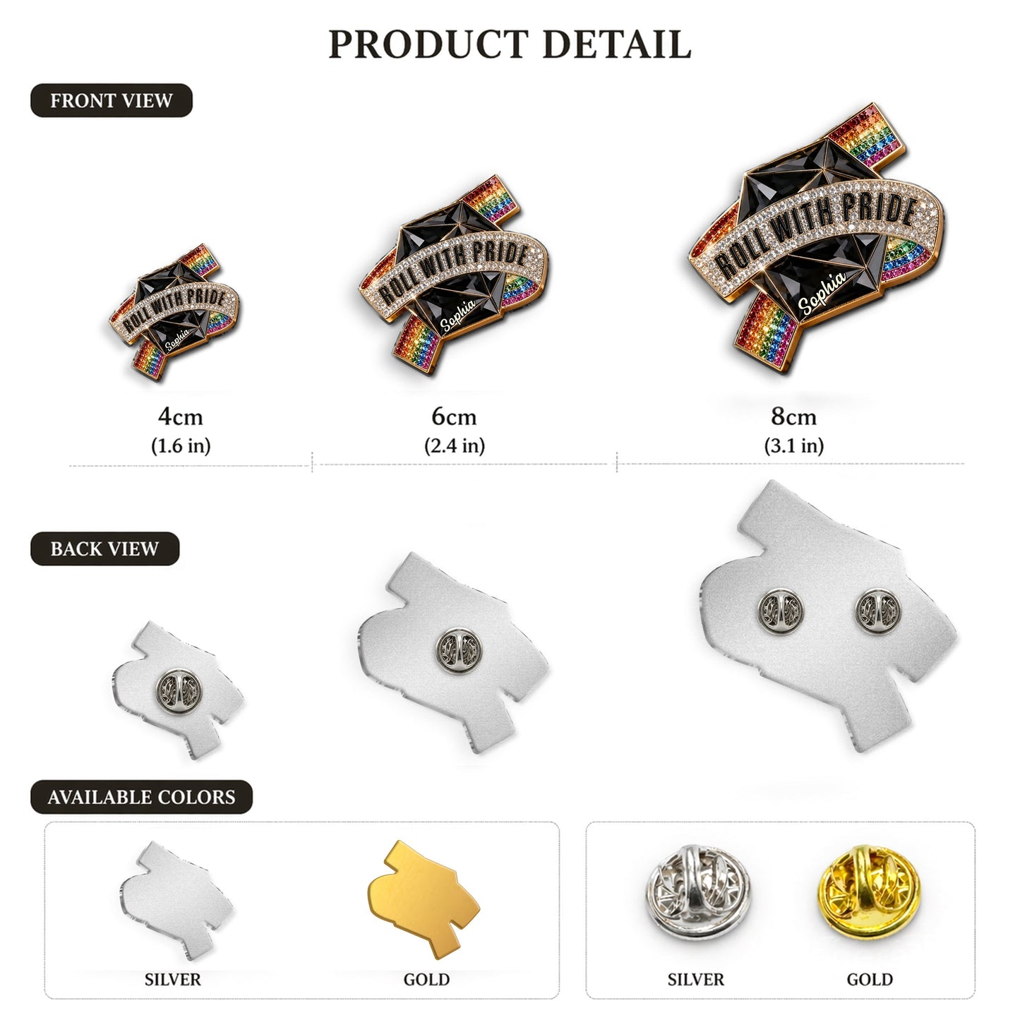Roll With Pride - Personalized LGBT Support 3D Embossed Enamel Pin