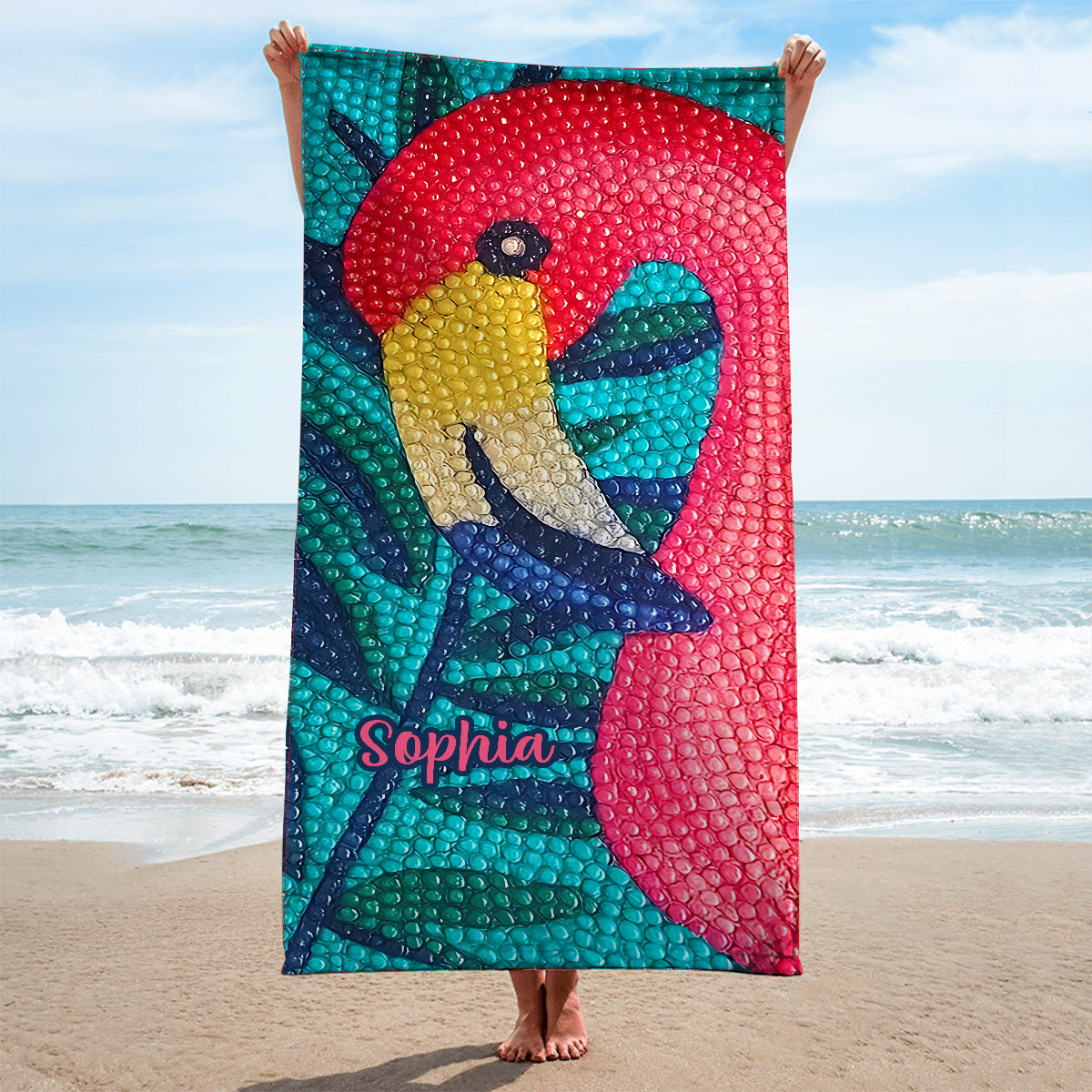 Rhinestone Flamingo – Stand Out on the Sand - Personalized Flamingo Quick-dry Beach Towel/ Bath Towel
