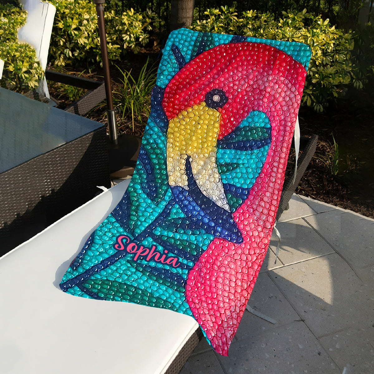Rhinestone Flamingo – Stand Out on the Sand - Personalized Flamingo Quick-dry Beach Towel/ Bath Towel