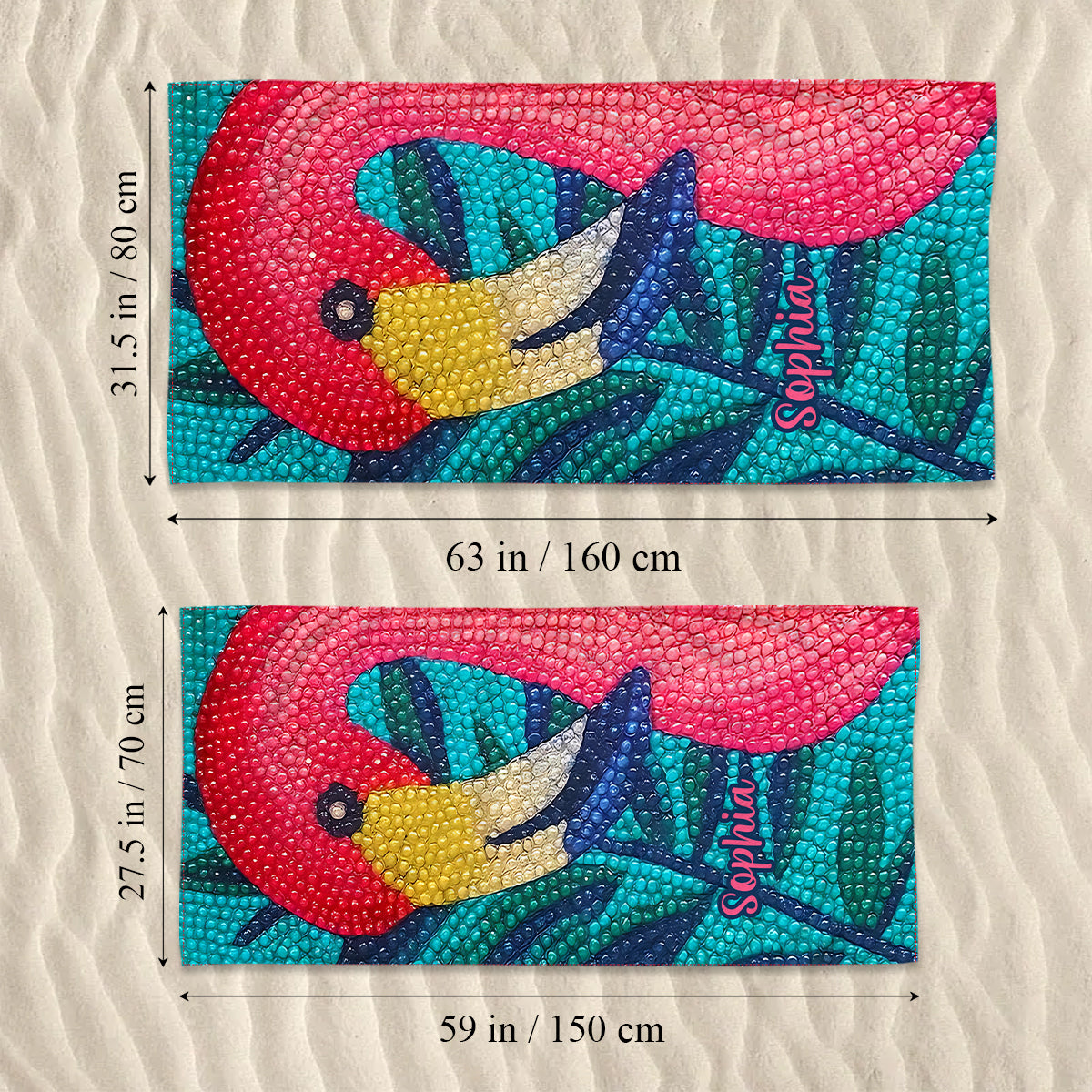 Rhinestone Flamingo – Stand Out on the Sand - Personalized Flamingo Quick-dry Beach Towel/ Bath Towel