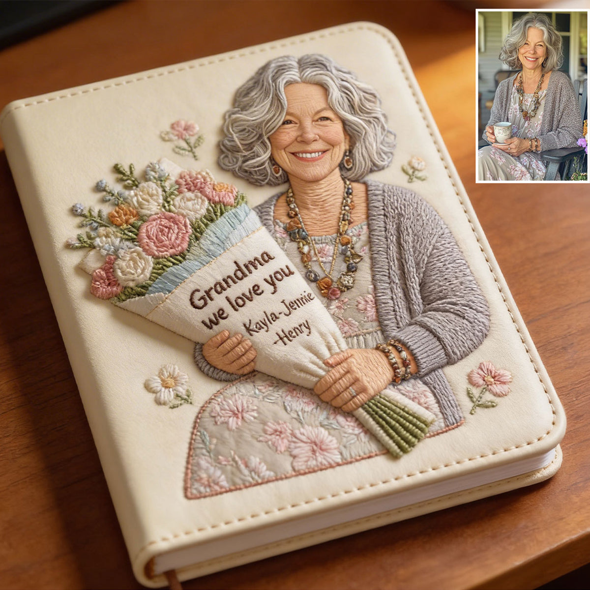 Mother's Day Flower Hug - Personalized Mother Leather Journal