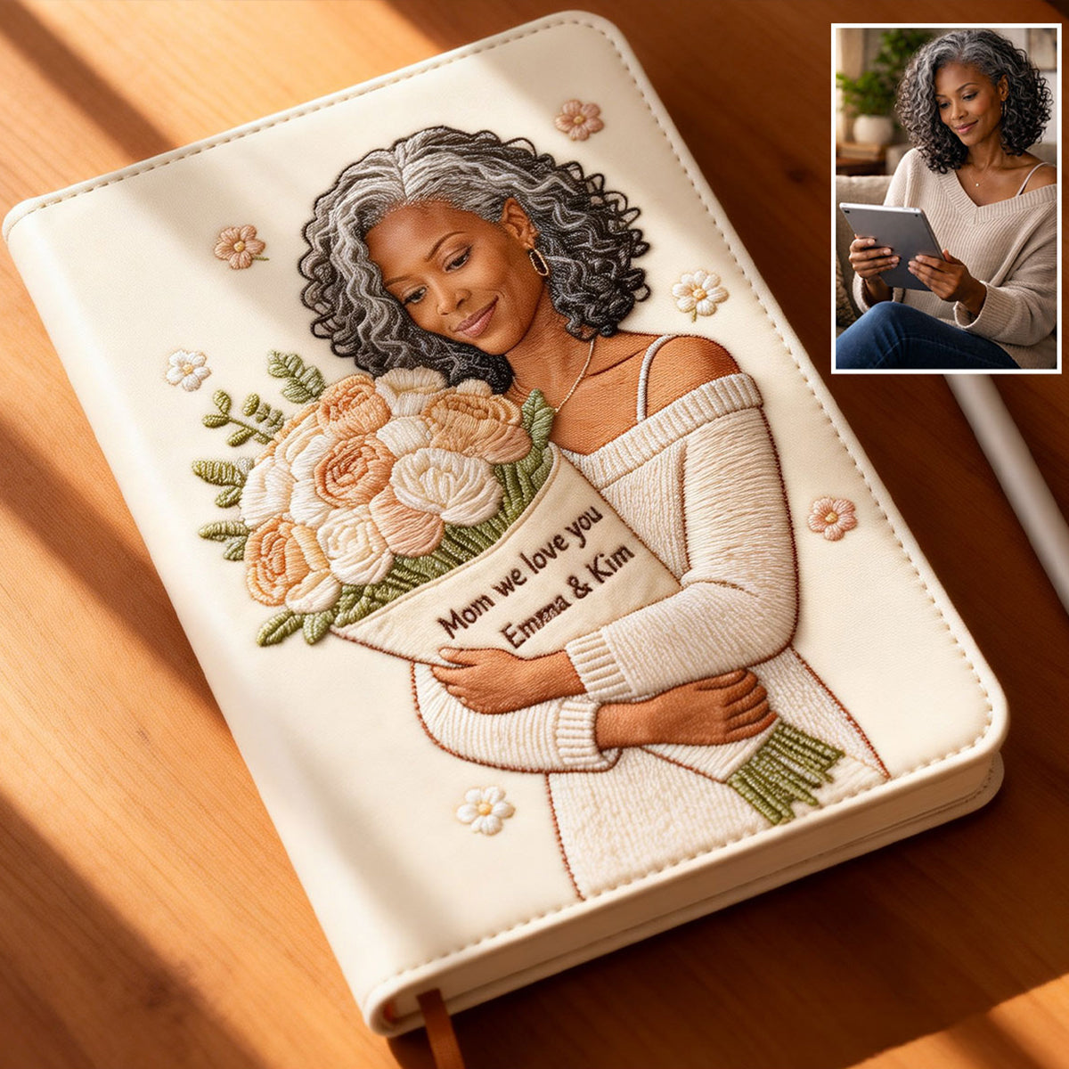 Mother's Day Flower Hug - Personalized Mother Leather Journal