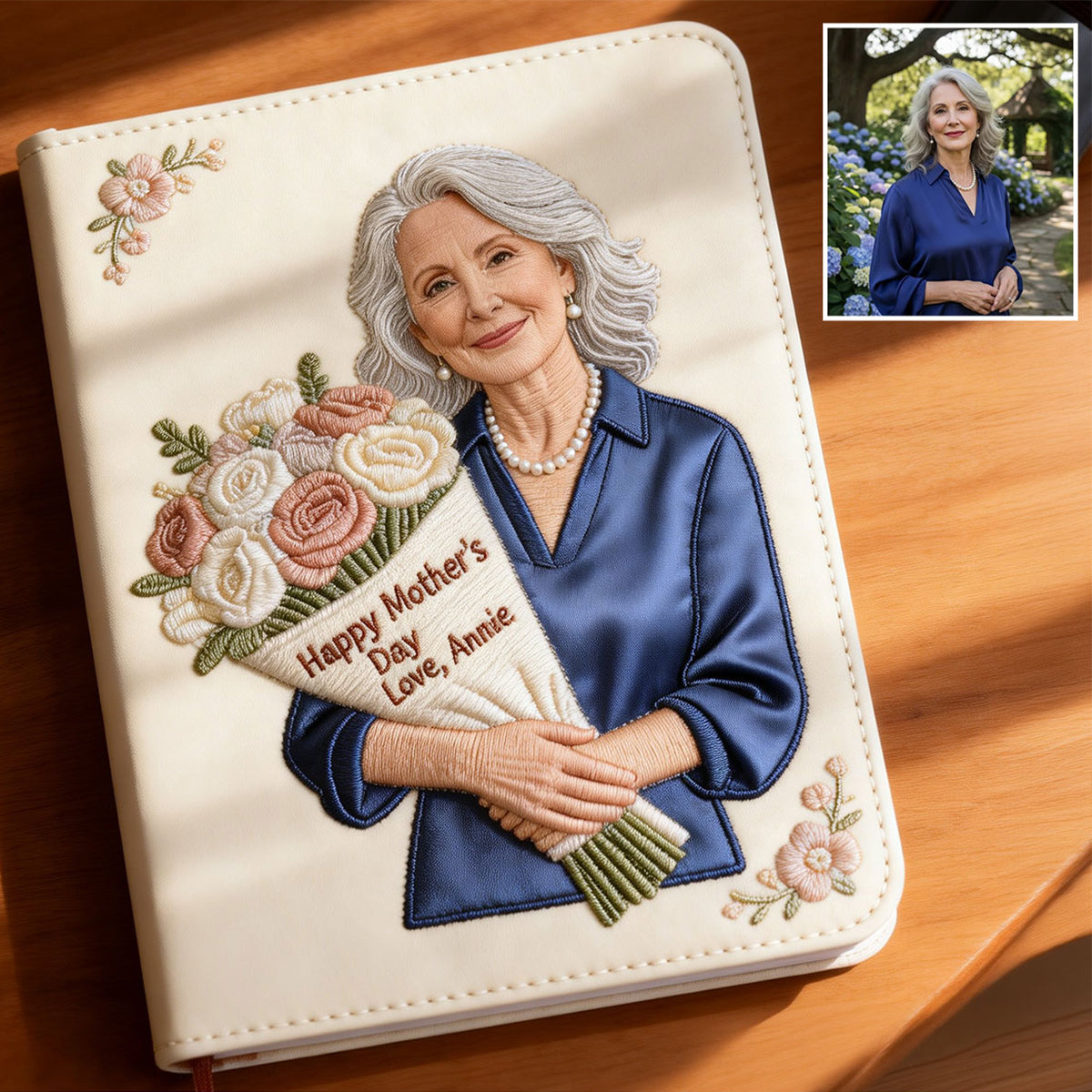 Mother's Day Flower Hug - Personalized Mother Leather Journal