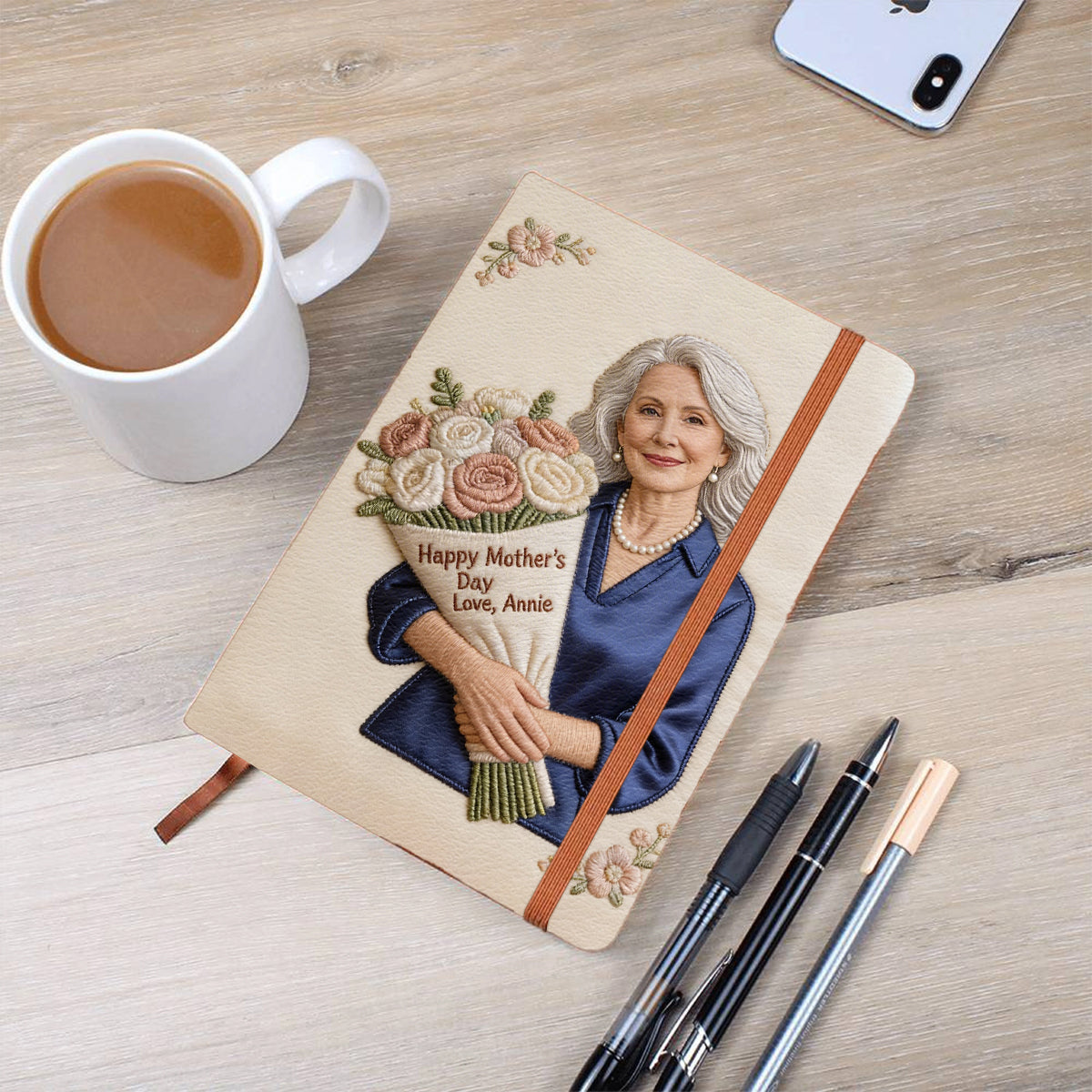 Mother's Day Flower Hug - Personalized Mother Leather Journal