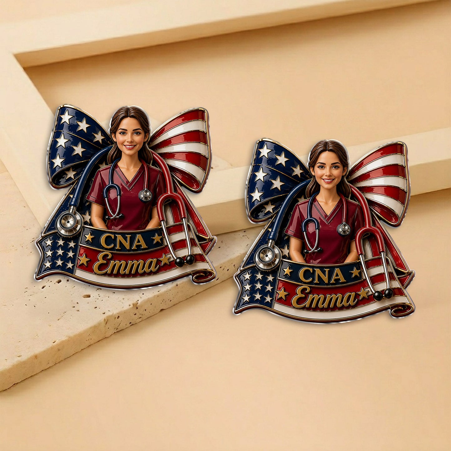 Nurse Independence Day Celebration - Personalized Nurse 3D Embossed Enamel Pin