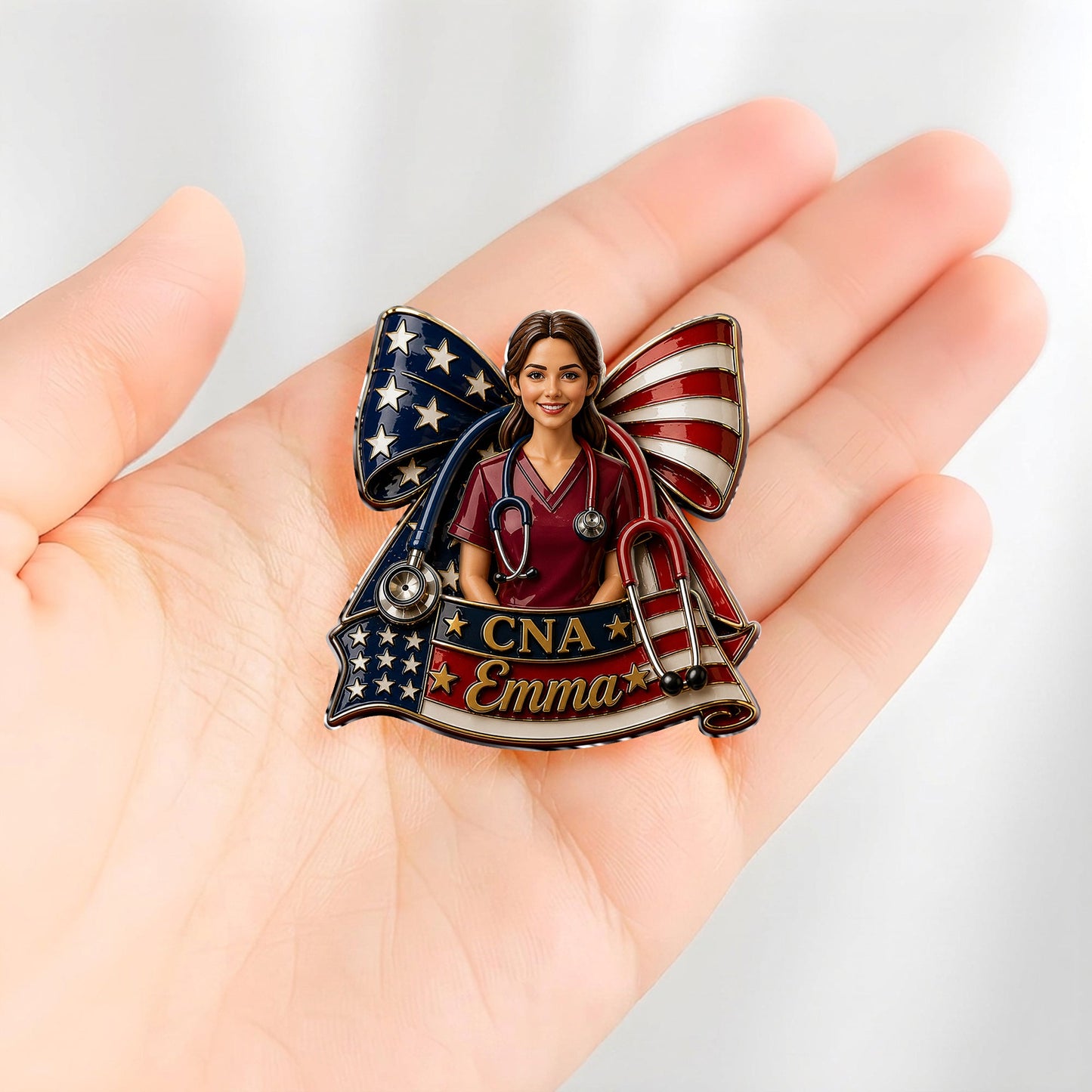 Nurse Independence Day Celebration - Personalized Nurse 3D Embossed Enamel Pin