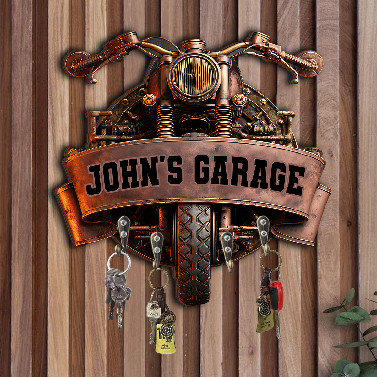 Motorcycle Garage - Personalized Biker Custom Shaped Hanging Rack