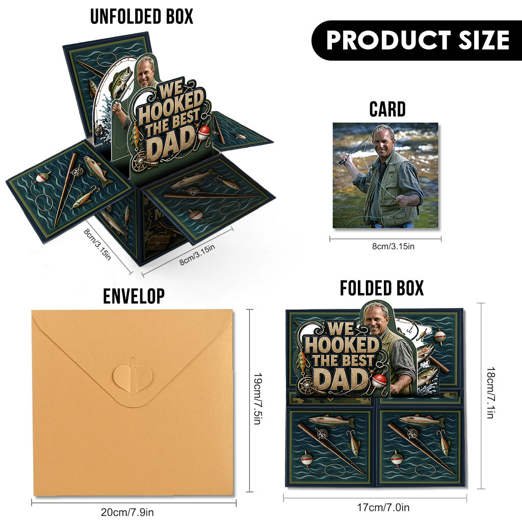 We Hooked The Best Dad - Personalized Father Pop Up Box Card