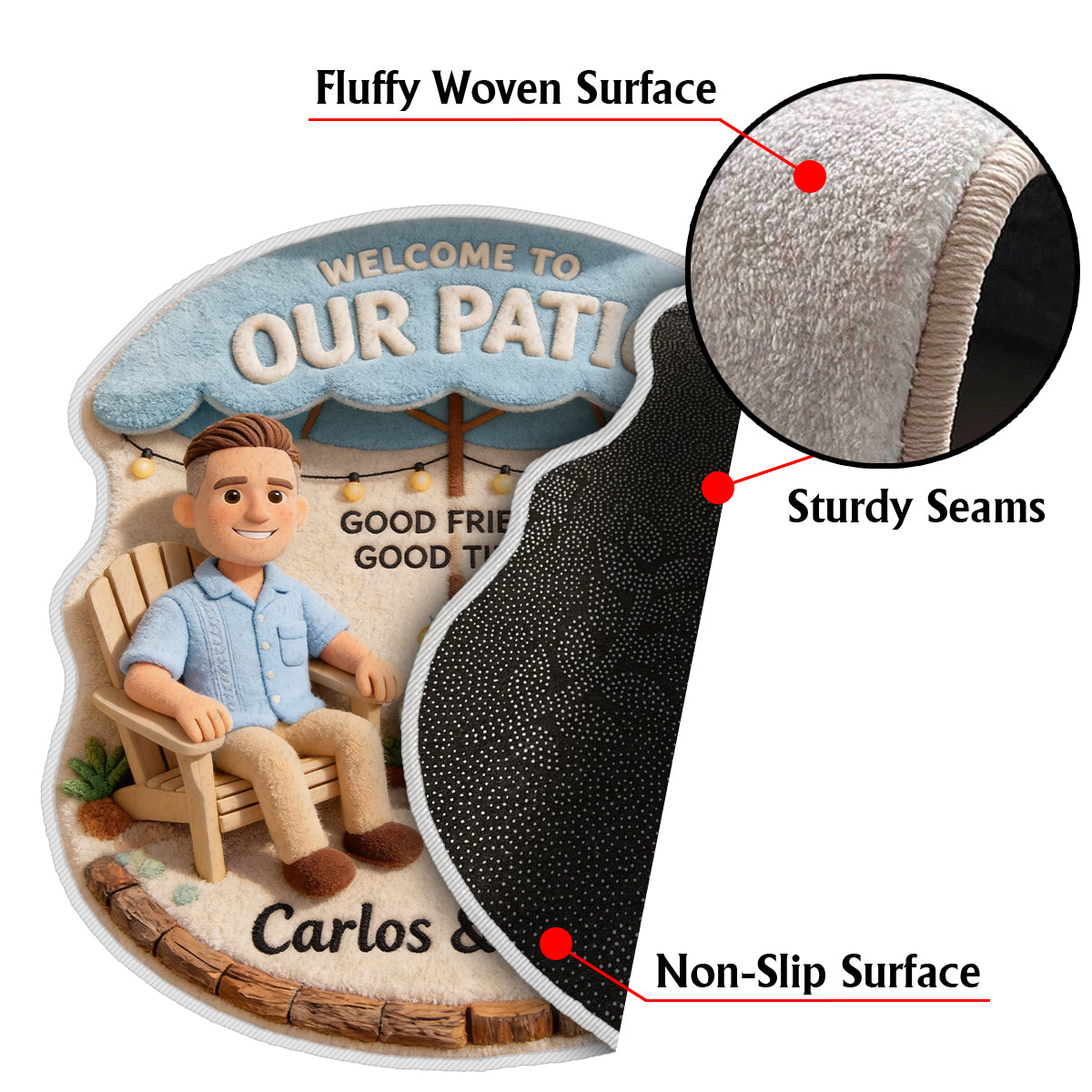 The Patio Bar Doormat - Custom From Photo - Personalized Backyard Non-Slip Tufted Rug