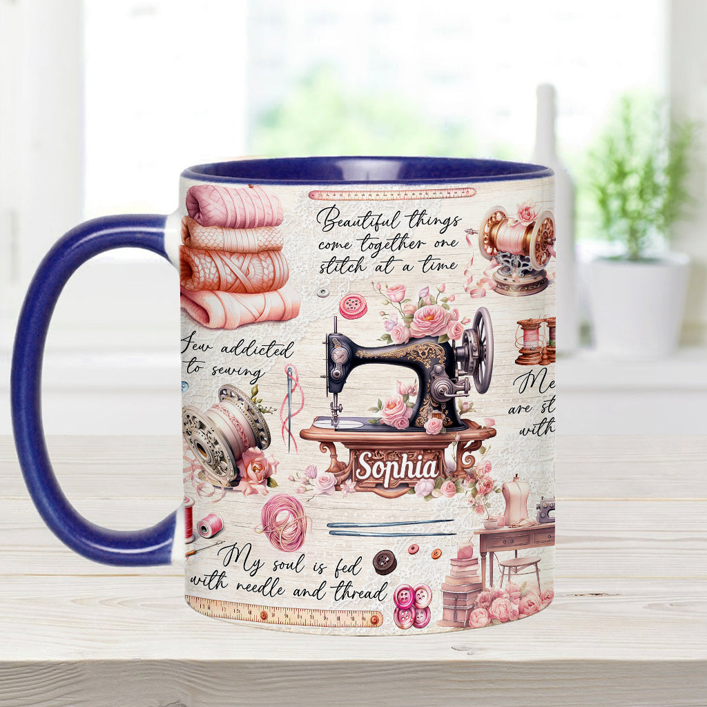 Sew Addicted To Sewing - Personalized Sewing Accent Mug