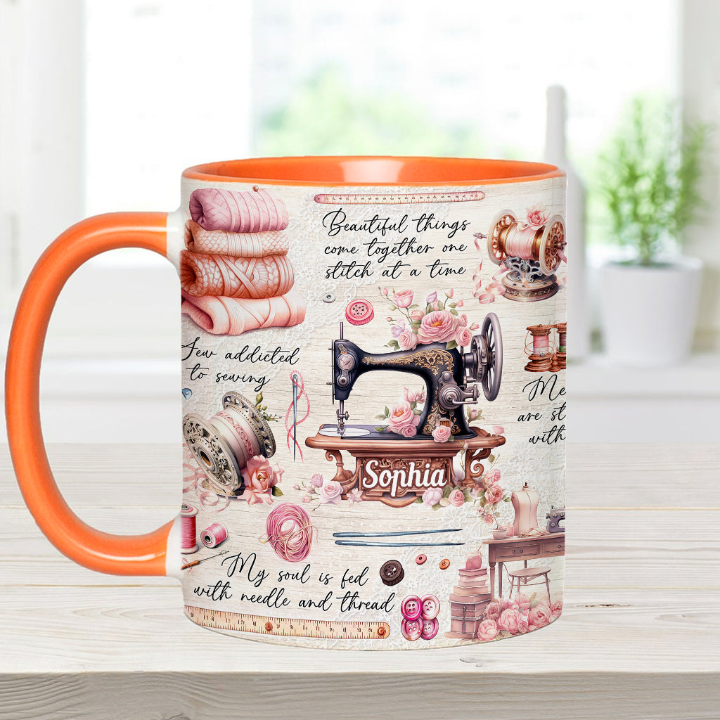 Sew Addicted To Sewing - Personalized Sewing Accent Mug