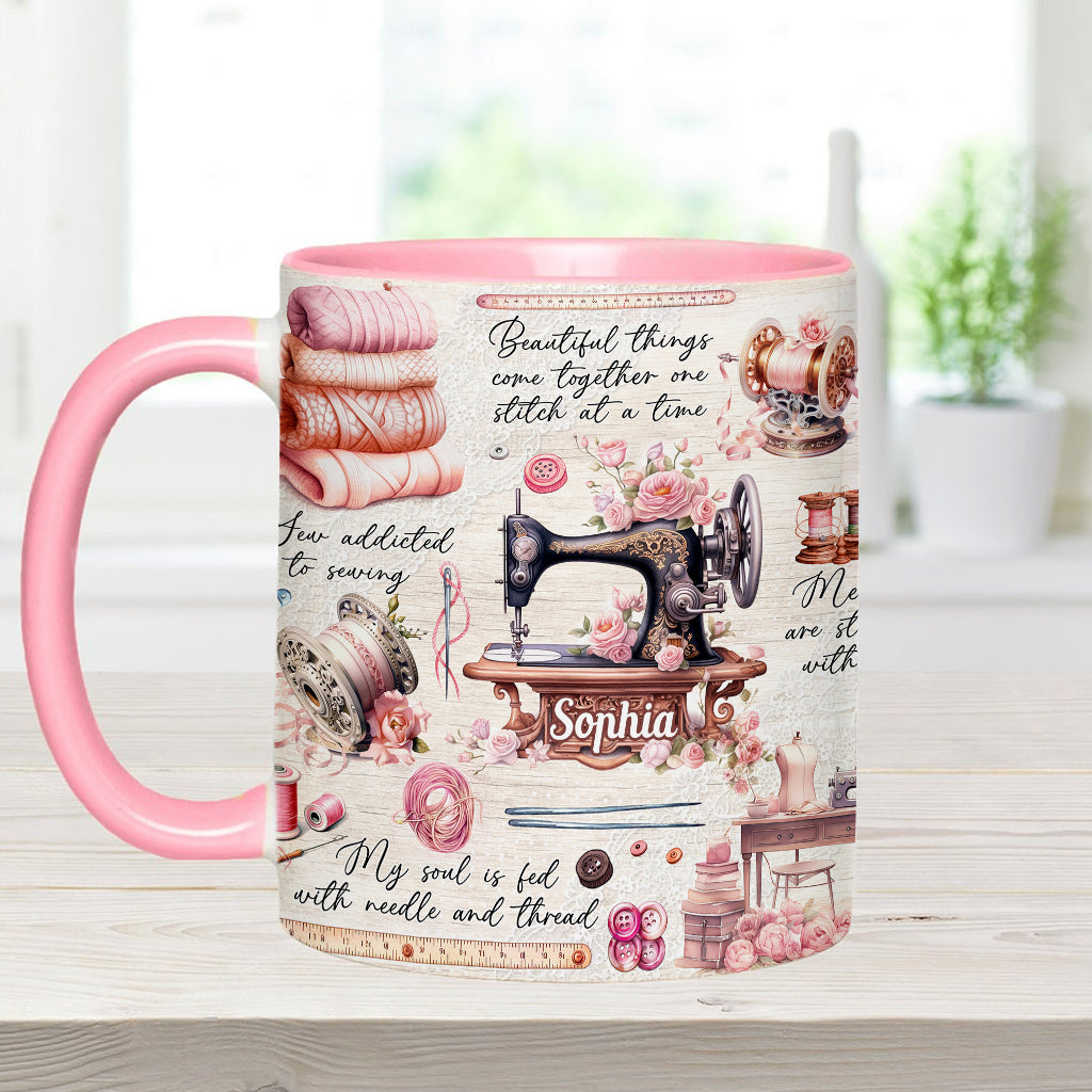Sew Addicted To Sewing - Personalized Sewing Accent Mug