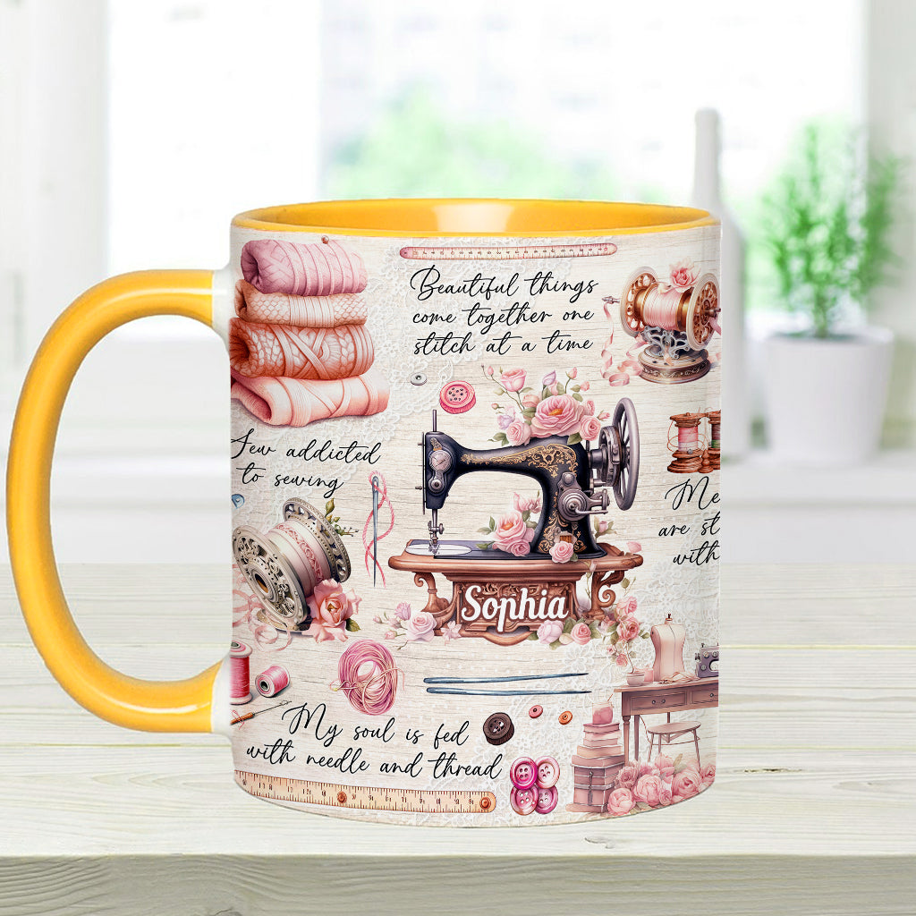 Sew Addicted To Sewing - Personalized Sewing Accent Mug