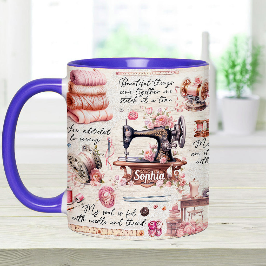Sew Addicted To Sewing - Personalized Sewing Accent Mug