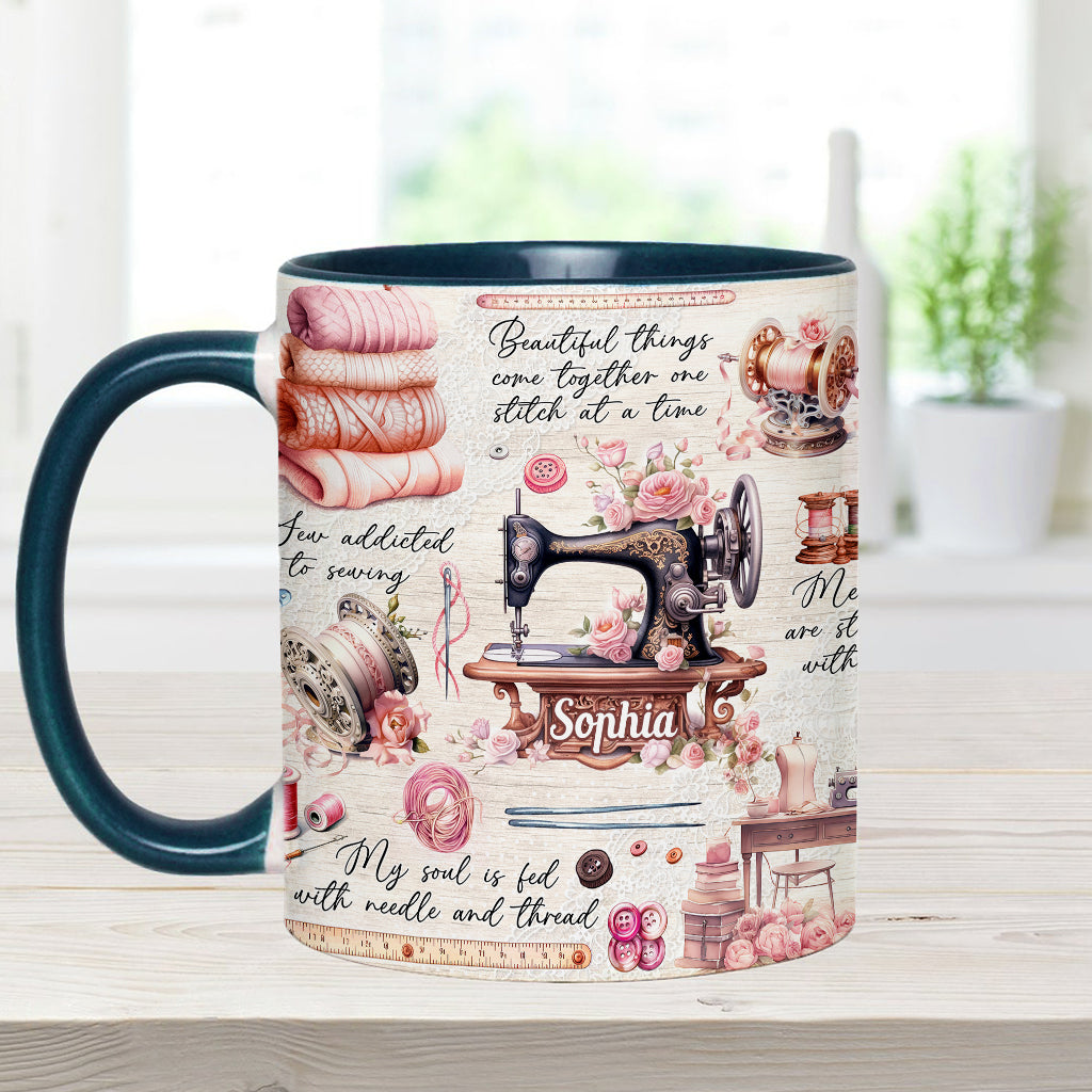 Sew Addicted To Sewing - Personalized Sewing Accent Mug