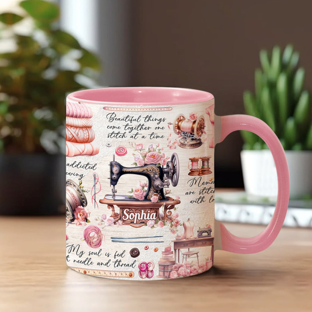 Sew Addicted To Sewing - Personalized Sewing Accent Mug