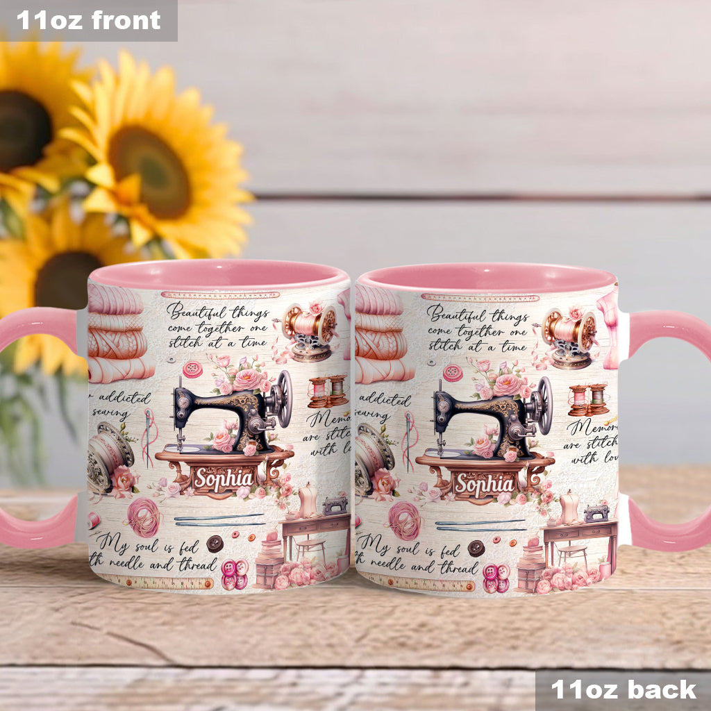 Sew Addicted To Sewing - Personalized Sewing Accent Mug