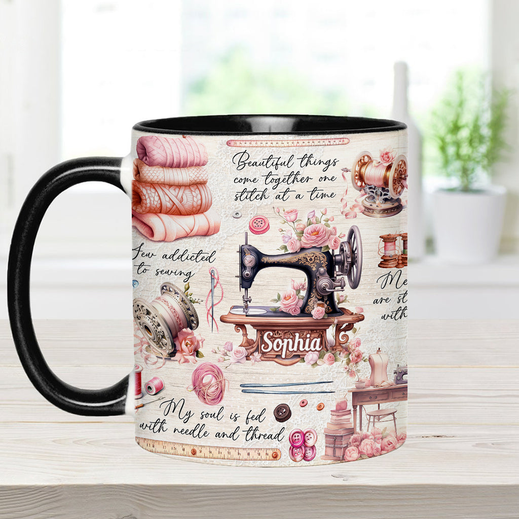 Sew Addicted To Sewing - Personalized Sewing Accent Mug