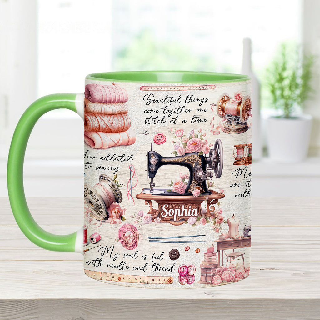Sew Addicted To Sewing - Personalized Sewing Accent Mug