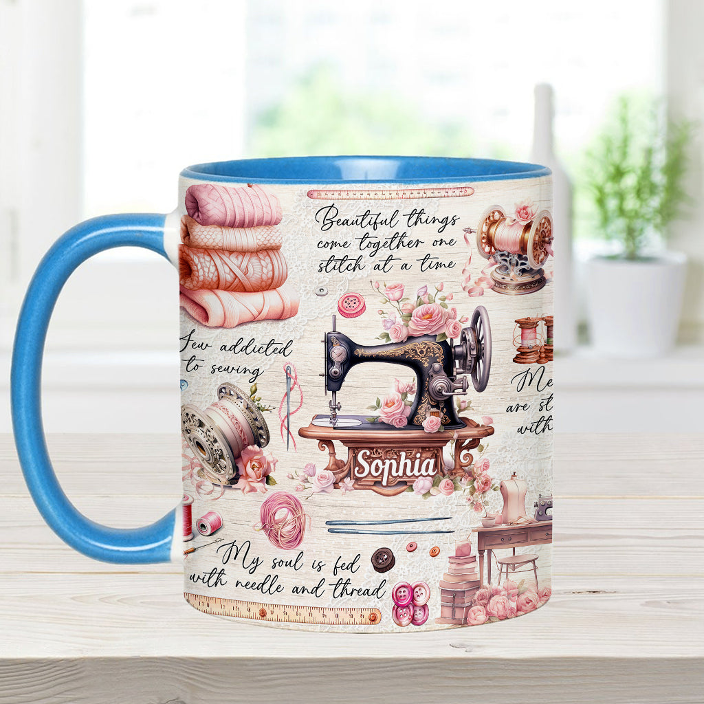 Sew Addicted To Sewing - Personalized Sewing Accent Mug
