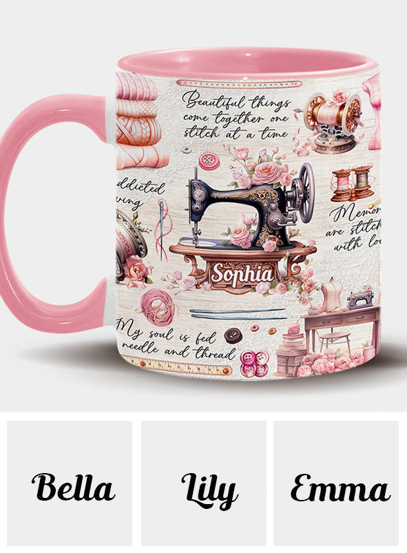Sew Addicted To Sewing - Personalized Sewing Accent Mug