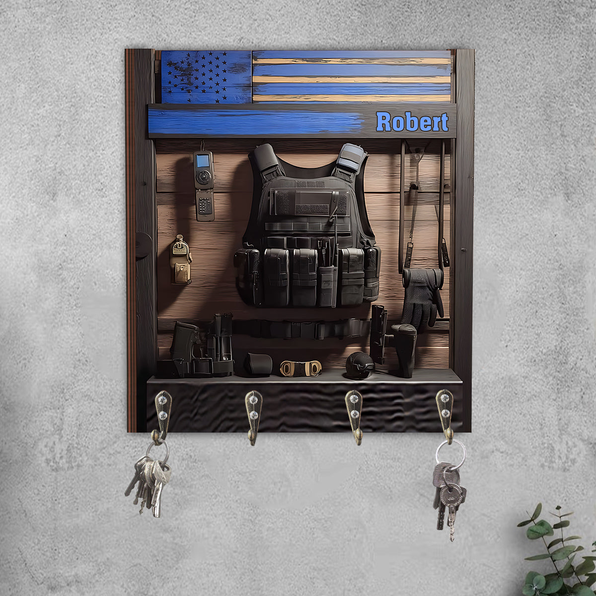 Proud To Be A Police Officer - Personalized Police Officer Custom Shaped Key Rack
