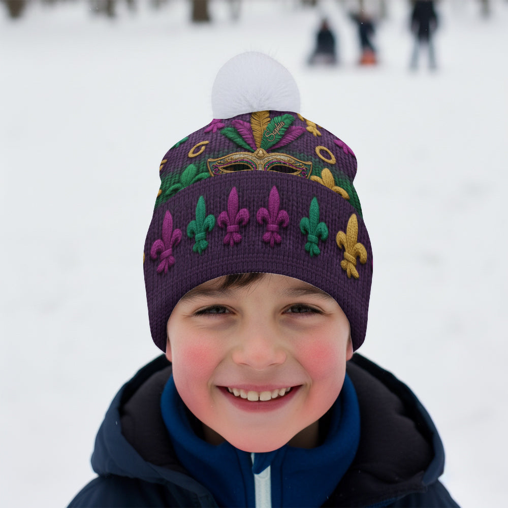 Mardi Gras Vibes - Personalized Mardi Gras Beanie Hat